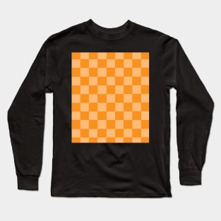 Orange yellow check pattern chessboard design Long Sleeve T-Shirt